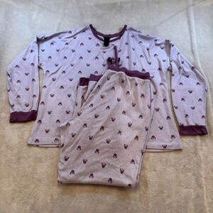 Disney Minnie Mouse Pajama Set Purple Long Sleeve Sleepwear Loungewear Sz XL